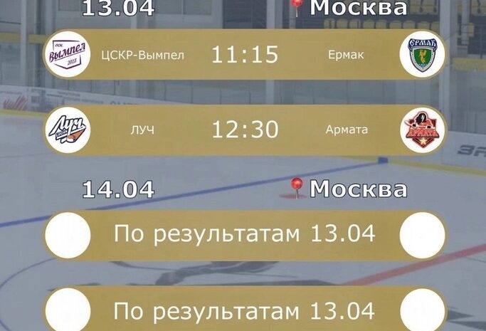 13-14 апреля Арена «Плей-север» распахнет свои двери для четырех лучших команд РОССИИ: «ЦСКР-Вымпел», «Ермак», «ЛУЧ» и «Армата», которые сразятся за звание чемпиона дивизиона и главный кубок Владимира Мышкина!